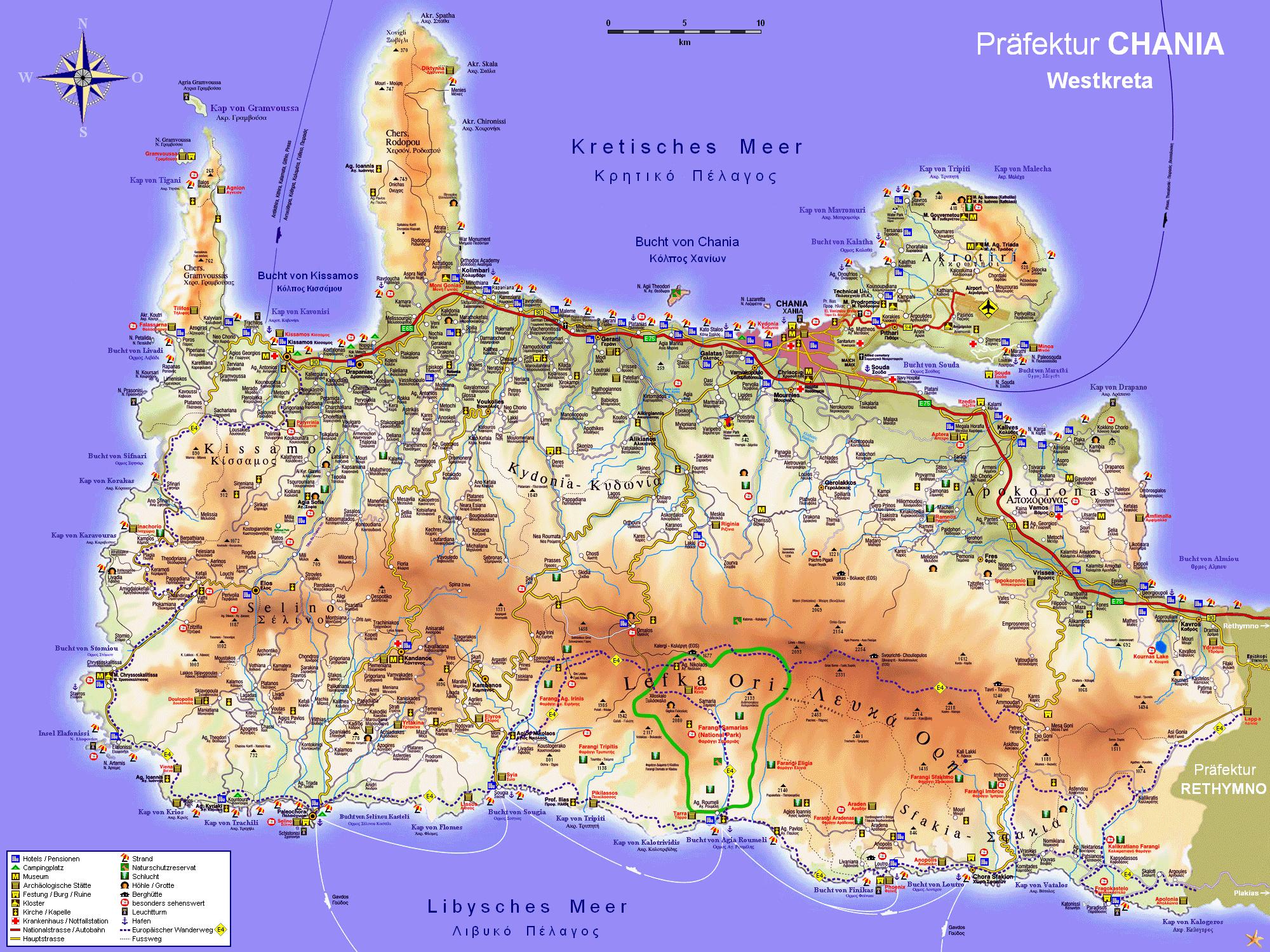 CRETA deluxe - Landkarte von Chania & West-Kreta